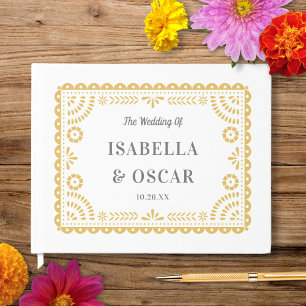 Gorgeous Ornate Papel Picado Chic Neutral Wedding  Guest Book