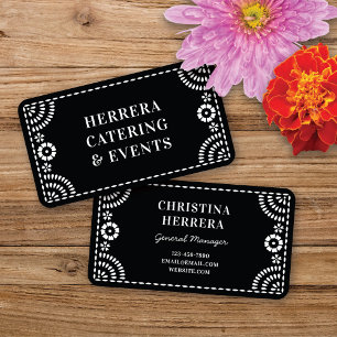 Gorgeous Ornate Papel Picado Frame Black White Business Card