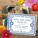 Gorgeous Ornate Papel Picado Photo Blue Wedding Save The Date