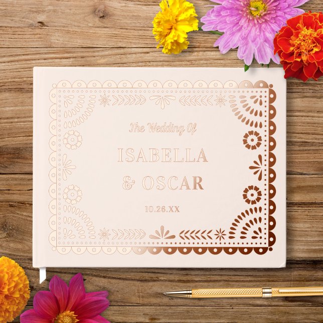 Gorgeous Ornate Papel Picado Rose Gold Wedding  Foil Guest Book (Creator Uploaded)
