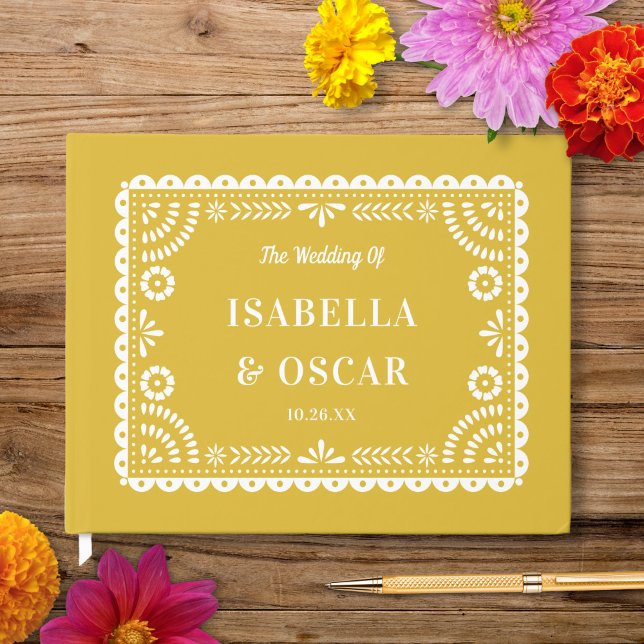 Gorgeous Ornate Papel Picado Yellow Wedding  Guest Book (Creator Uploaded)