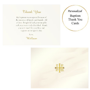 Gorgeous Orthodox Cross Christian Baptism Thank You Card