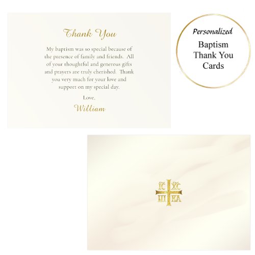 Gorgeous Orthodox Cross Christian Baptism Thank You Card