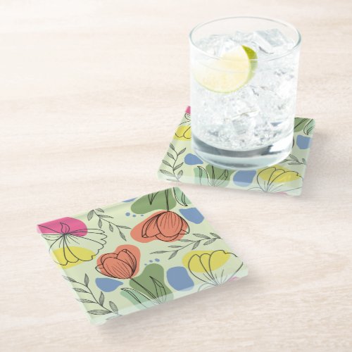 Gorgeous Outlined Flowers Coaster