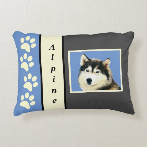 Gorgeous Painted Siberian Husky Accent Pillow