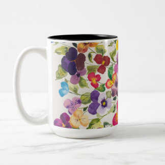 Gorgeous Pansie Two-Tone Mug, 15 oz Two-Tone Coffee Mug