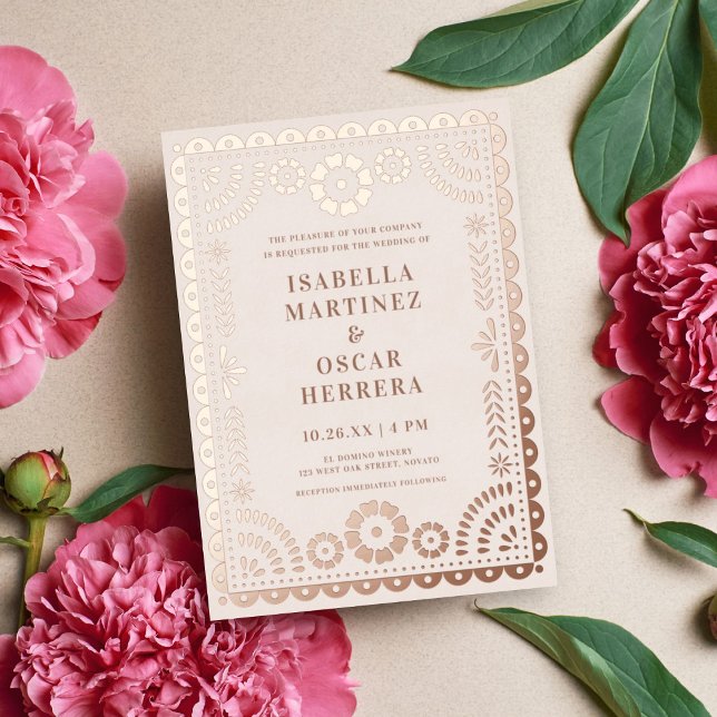 Gorgeous Papel Picado Boda Wedding REAL Foil Invitation (Creator Uploaded)