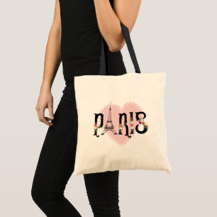 Gorgeous Paris Heart Tote Bag