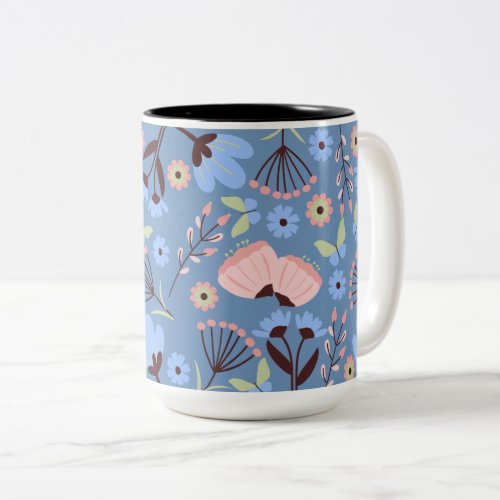 Gorgeous Pastel Butterfly  Floral Two_Tone Coffee Mug