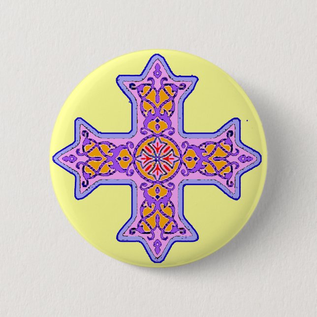 Gorgeous Pastel Coptic Cross Button (Front)