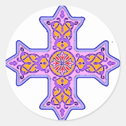 Gorgeous Pastel Coptic Cross Classic Round Sticker