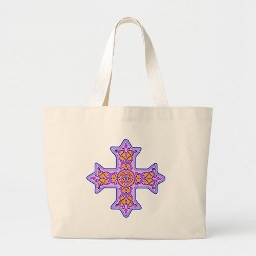 Gorgeous Pastel Coptic Cross Large Tote Bag