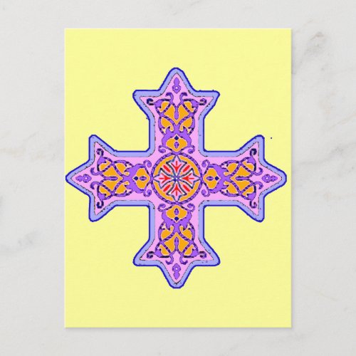 Gorgeous Pastel Coptic Cross Postcard