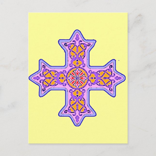 Gorgeous Pastel Coptic Cross Postcard (Front)