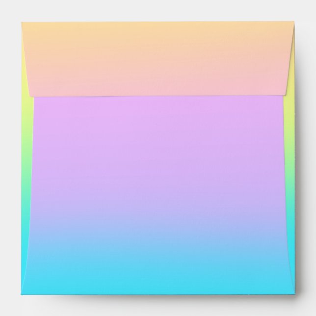 Gorgeous Pastel Rainbow Gradient Wedding Envelope (Back (Top Flap))