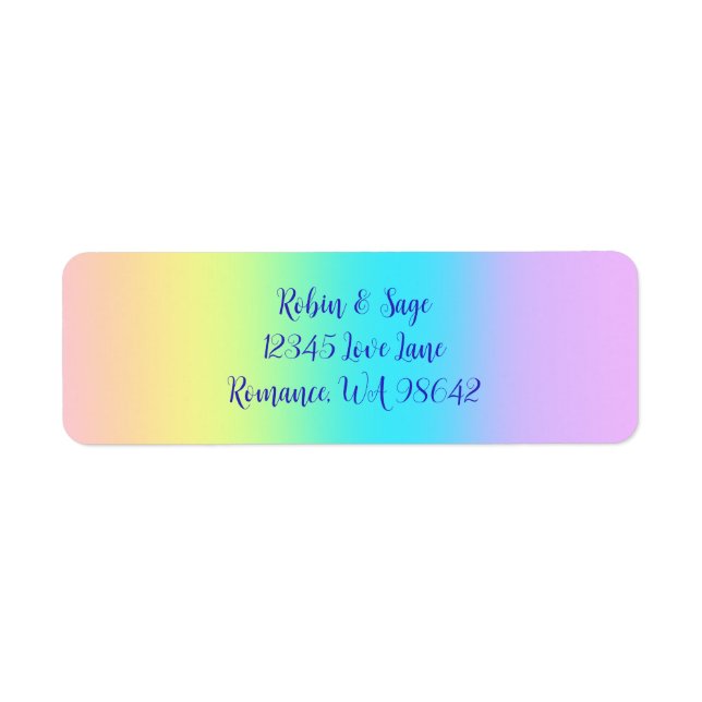 Gorgeous Pastel Rainbow Gradient Wedding Label (Front)