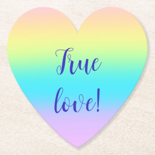 Gorgeous Pastel Rainbow Gradient Wedding  Paper Coaster