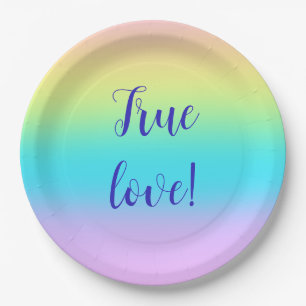 Gorgeous Pastel Rainbow Gradient Wedding Paper Plates