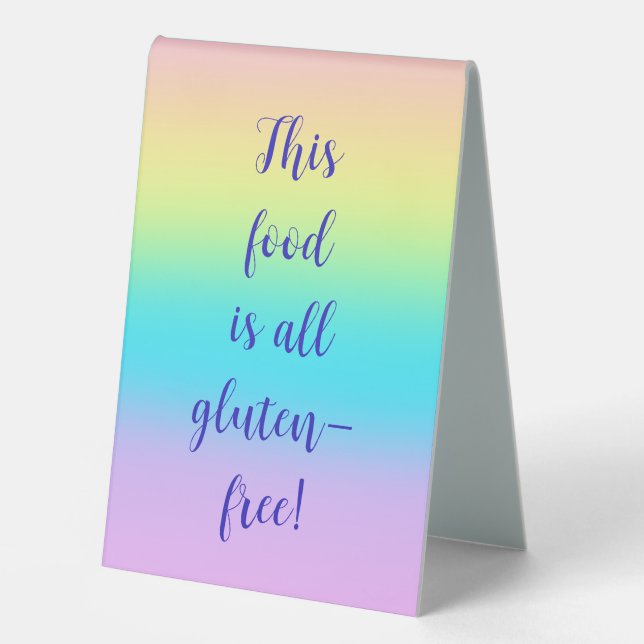 Gorgeous Pastel Rainbow Gradient Wedding Table Tent (Front)