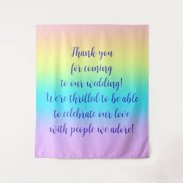 Gorgeous Pastel Rainbow Gradient Wedding Tapestry (Front)