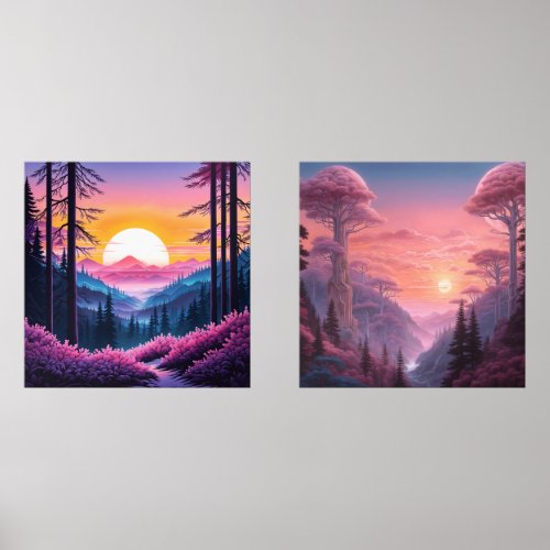 Gorgeous Pastel Sunsets Wall Art Sets