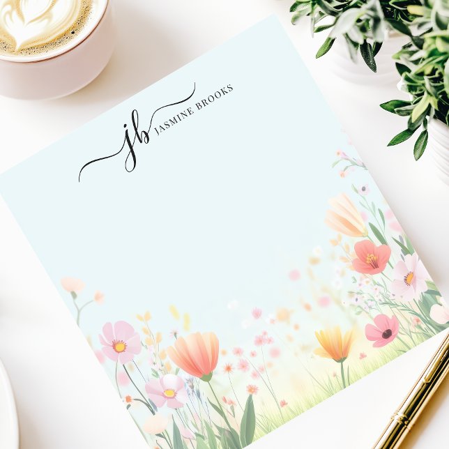 Gorgeous Pastel Wildflower Watercolor Personalized Notepad (Creator Uploaded)