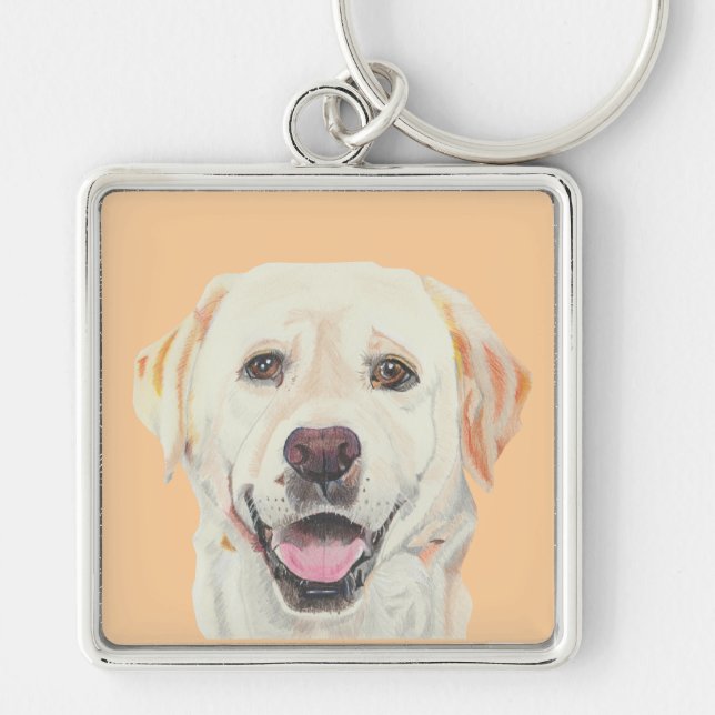 Gorgeous Pastel Yellow Labrador Key Chain (Front)