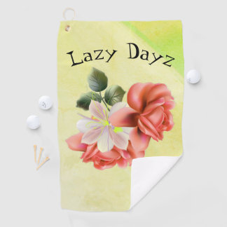 Gorgeous Peach Flowers Youthful Green Golf Towel