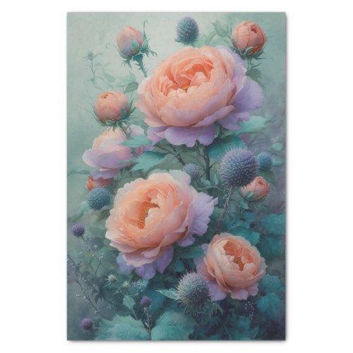 Gorgeous Peach Roses Tissue Paper