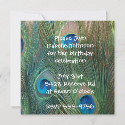Gorgeous Peacock Birthday Invitations