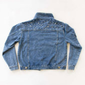 Gorgeous Pearl-Embellished Vinyl Text Denim Jacket (Back)