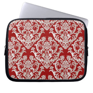 Gorgeous Pearl White Damask Pattern Laptop Sleeve