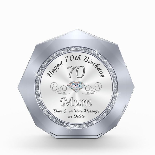 Gorgeous Personalised, 70th Birthday Gifts for Mum (Front)