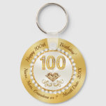 Gorgeous Personalize, 100th Birthday Party Favors, Keychain