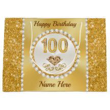 Gorgeous Personalized, 100th Birthday Gift Bag