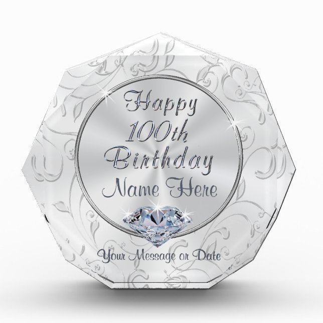 Gorgeous Personalized 100th Birthday Gifts for Her (Front)