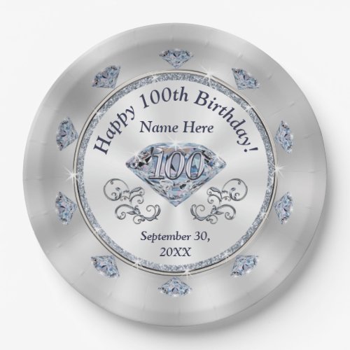 Gorgeous Personalized 100th Birthday Plates