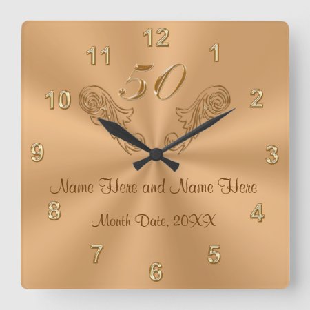 Gorgeous Personalized 50th Anniversary Gifts Square Wall Clock