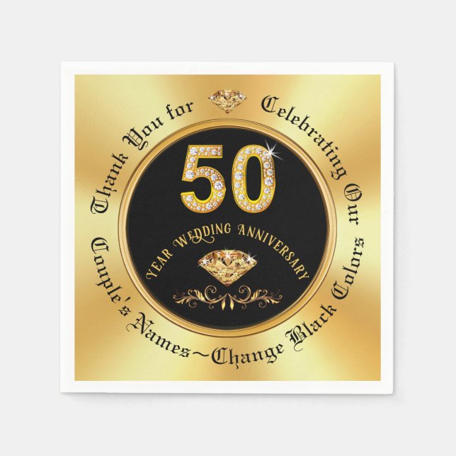 Gorgeous, Personalized 50th Anniversary Napkins (Front)