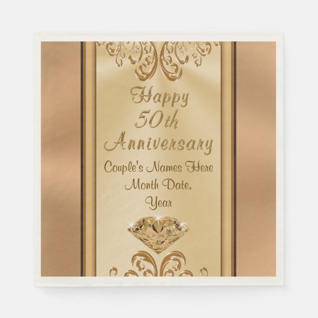 Gorgeous Personalized 50th Anniversary Napkins (Front)