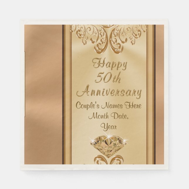 Gorgeous Personalized 50th Anniversary Napkins (Front)