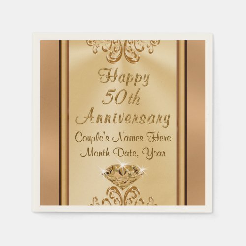 Gorgeous Personalized 50th Anniversary Napkins