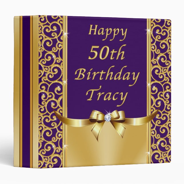 Gorgeous Personalized 50th Birthday Photo Album 3 Ring Binder (Front/Spine)