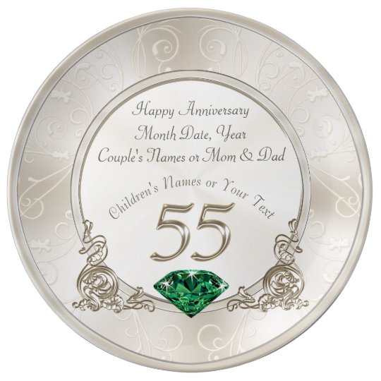Gorgeous Personalized 55th Anniversary Gift Ideas Dinner Plate Zazzle Com