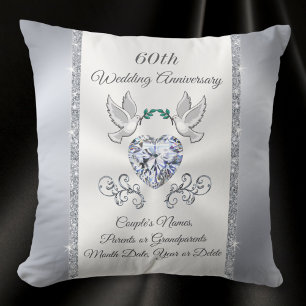 Gorgeous Personalized 60 years of Marriage Gift Throw Pillow