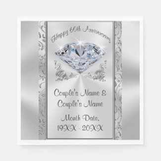Gorgeous Personalized 60th Anniversary Napkins