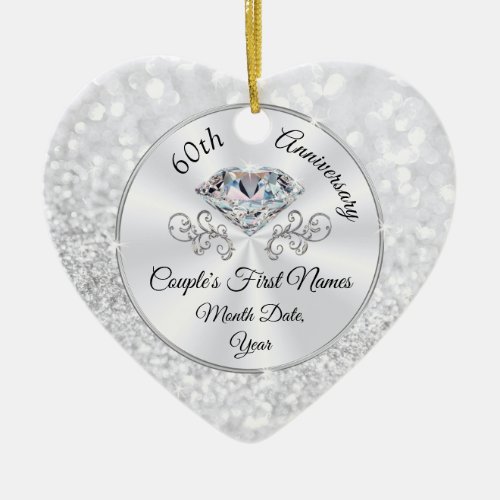 Gorgeous Personalized 60th Anniversary Ornament