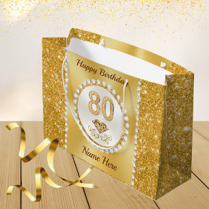Gorgeous Personalized, 80th Birthday Gift Bags