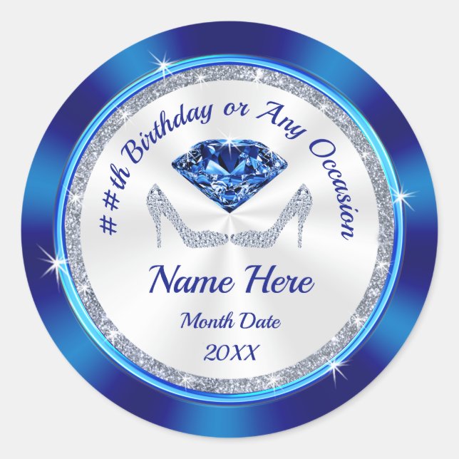 Gorgeous Personalized Birthday Stickers for Favors (Front)