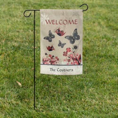 Gorgeous Personalized Floral Welcome Flag